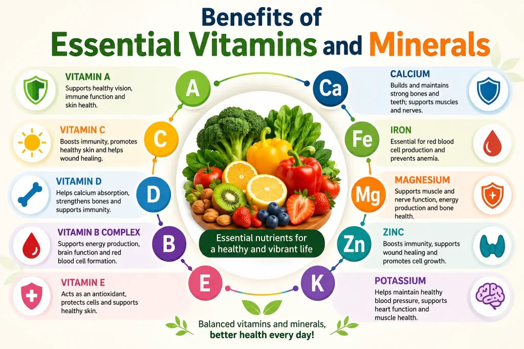 benefits of essential vitamins and minerals